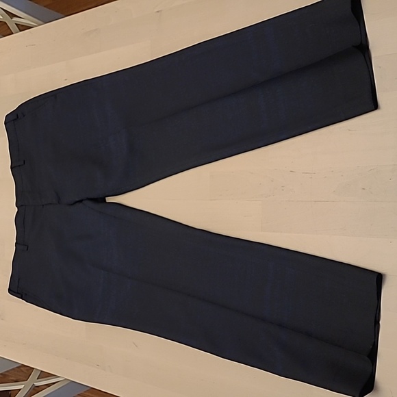 Gianni Versace Blue and Black Patterned Virgin Wool Blend Pants with Pockets - Picture 1 of 16